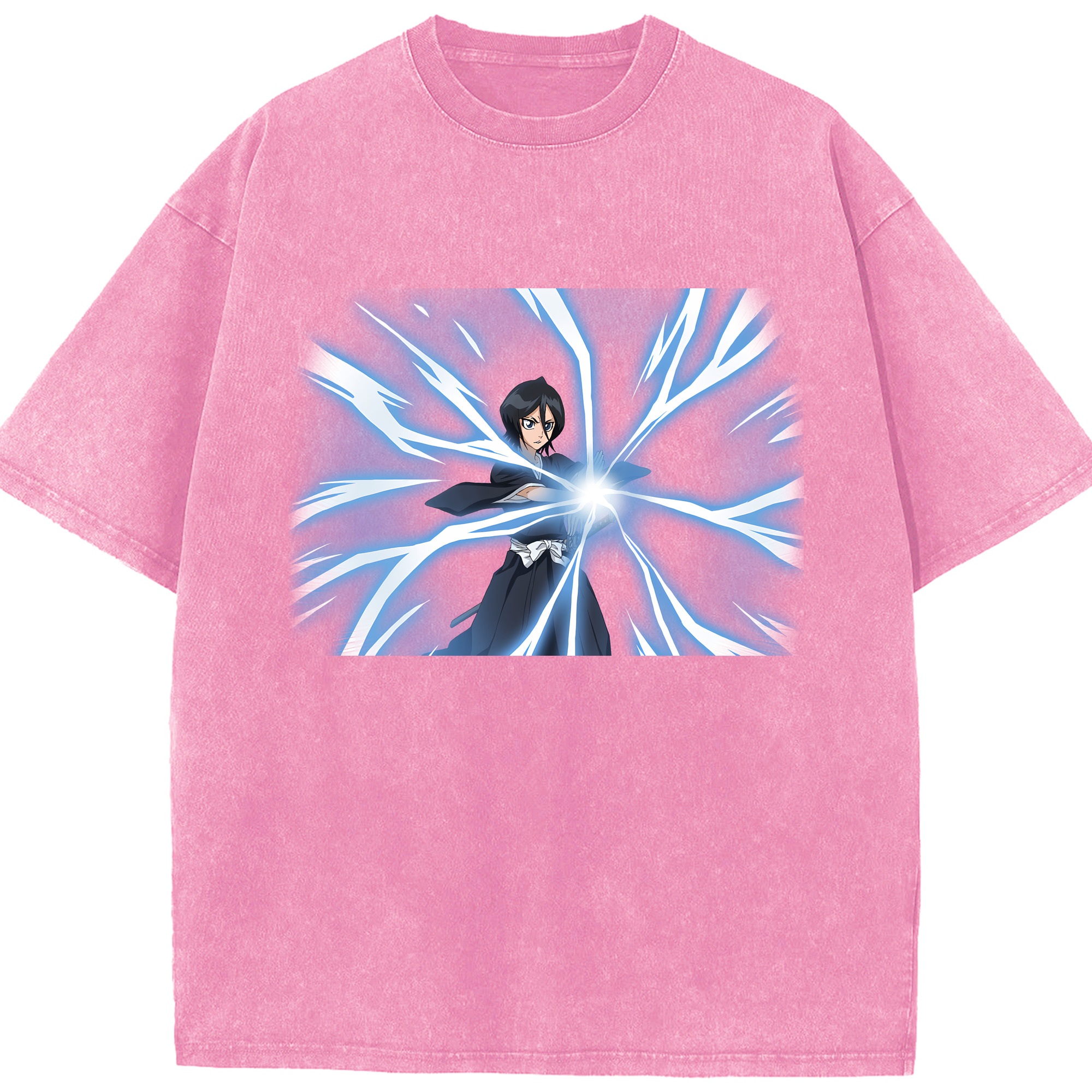 （画像用） ブリーチ 朽木ルキア BLEACH Kuchiki Rukia 綿100% ヴィンテージ風 半袖Tシャツ（フロントプリント）